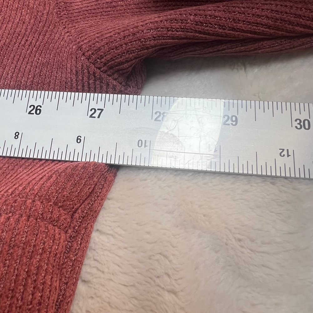 Free People Women XL Pullover Burgundy Corduroy Sherpa Lined Collar Sweatshirt - Picture 7 of 9